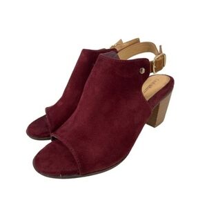 CROFT Y BARROW Women's Burgundy Suede Heeled Sandals